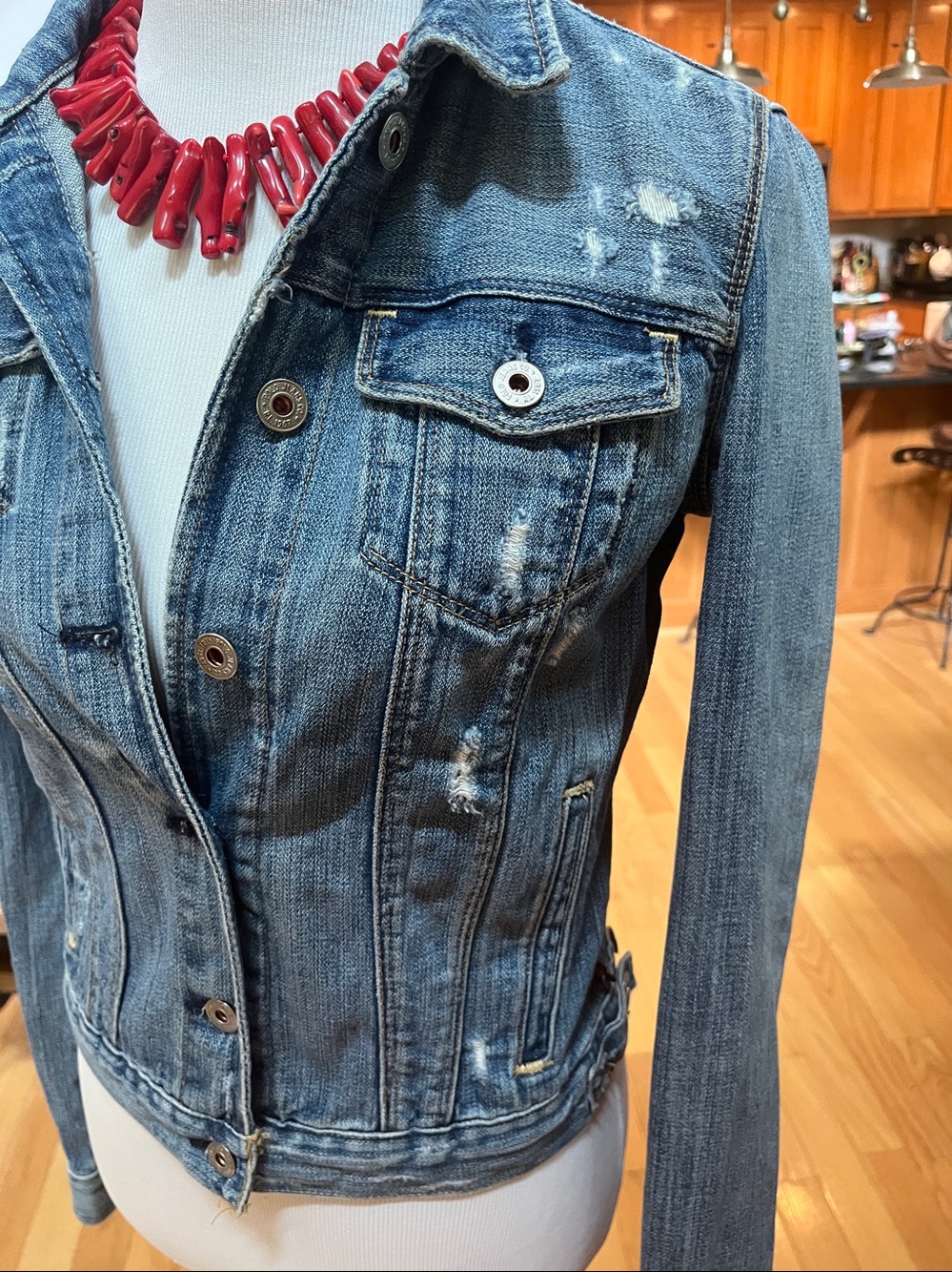 Vintage Ralph Lauren Blue Label distressed denim jacket size M - Picture 8 of 10